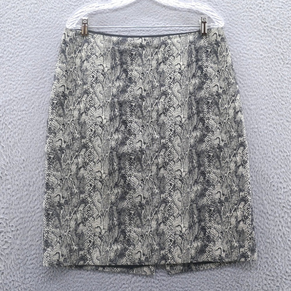 Talbots Womens Grey Snakeskin Print Pencil Skirt Size 12 Lined Back Vent VN4889